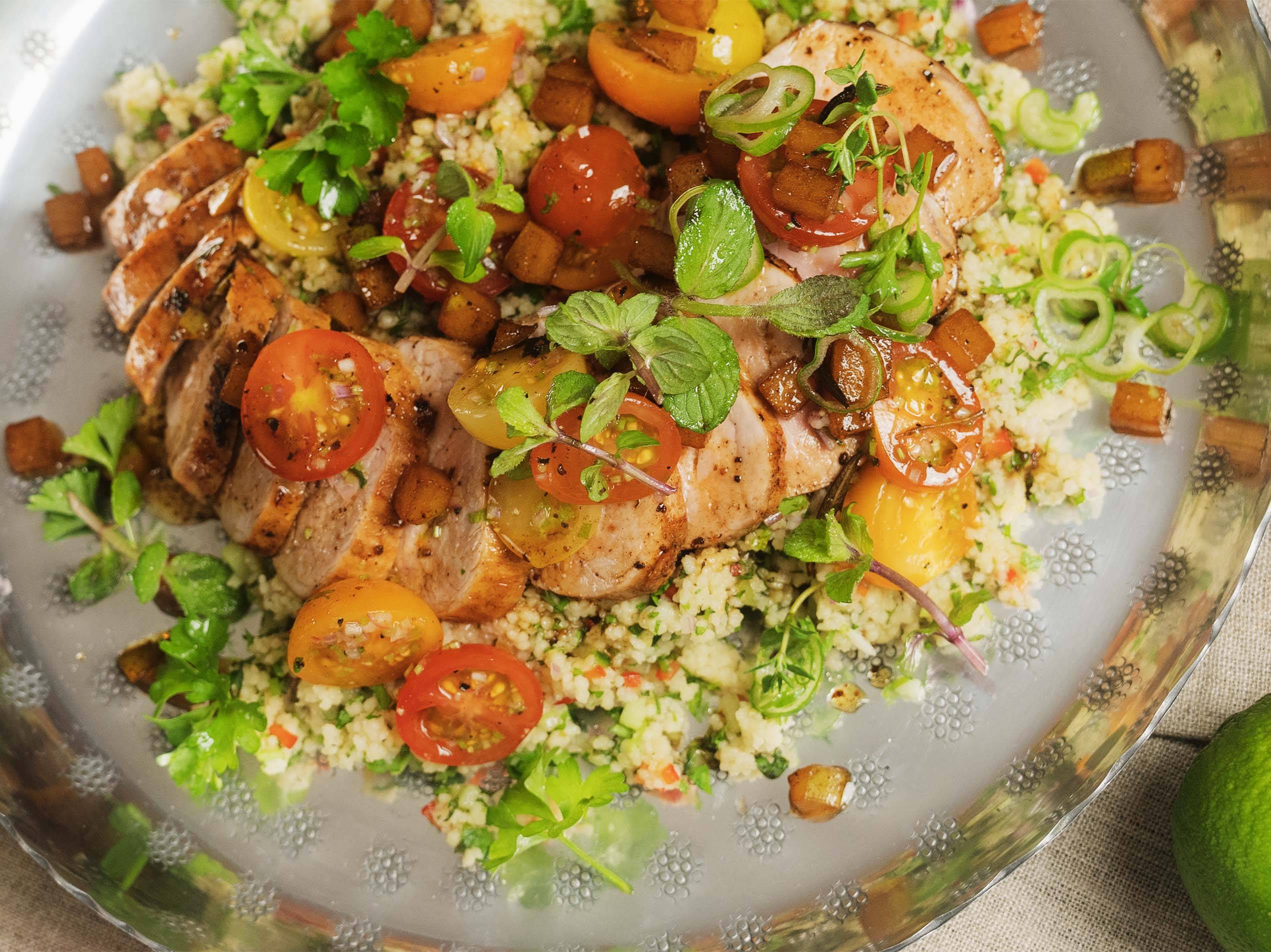 Tabouleh Salat mit Schweinefilet