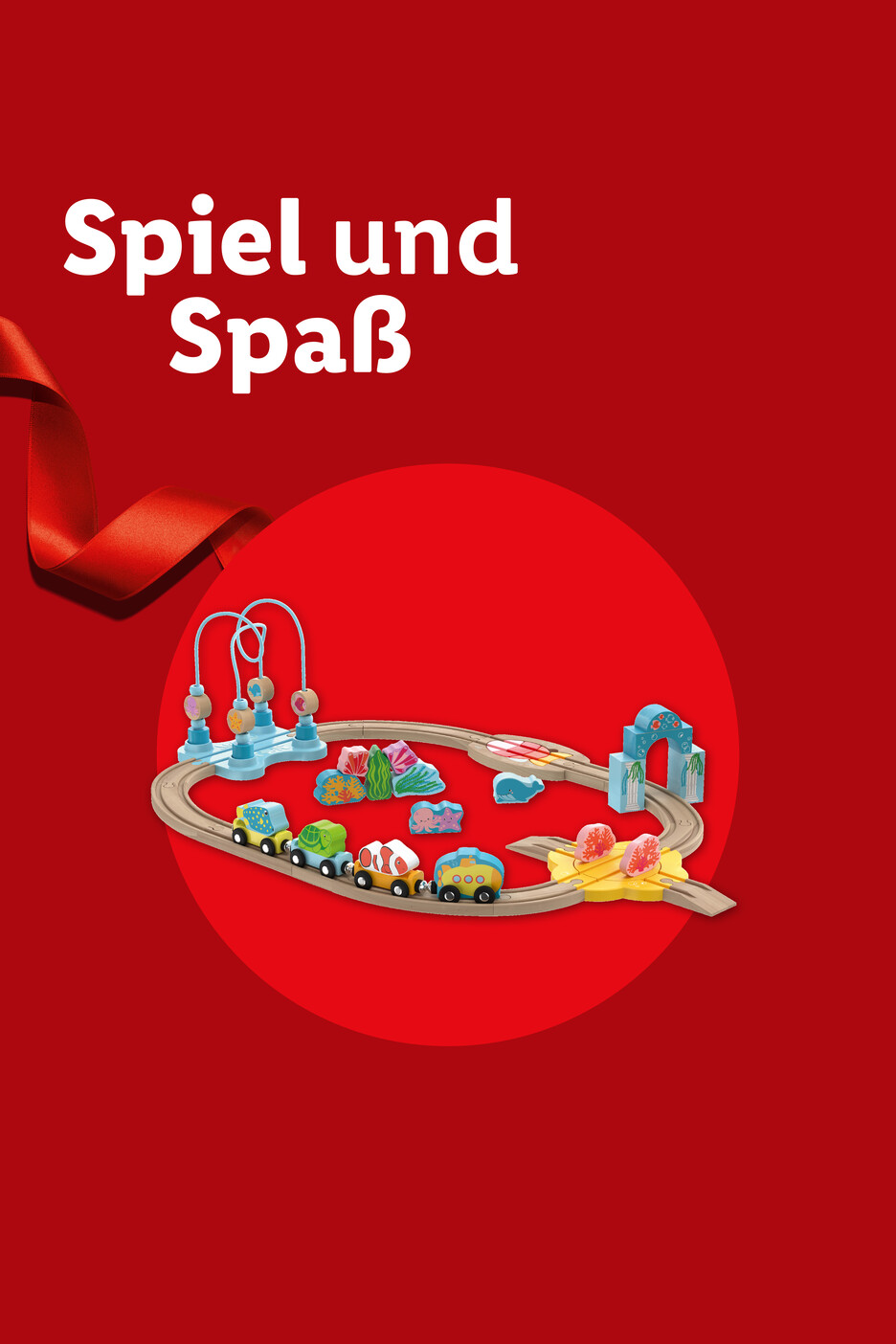 Holzeisenbahn-Set mit Meerestieren, Perlenlabyrinth und Unterwasser-Thema