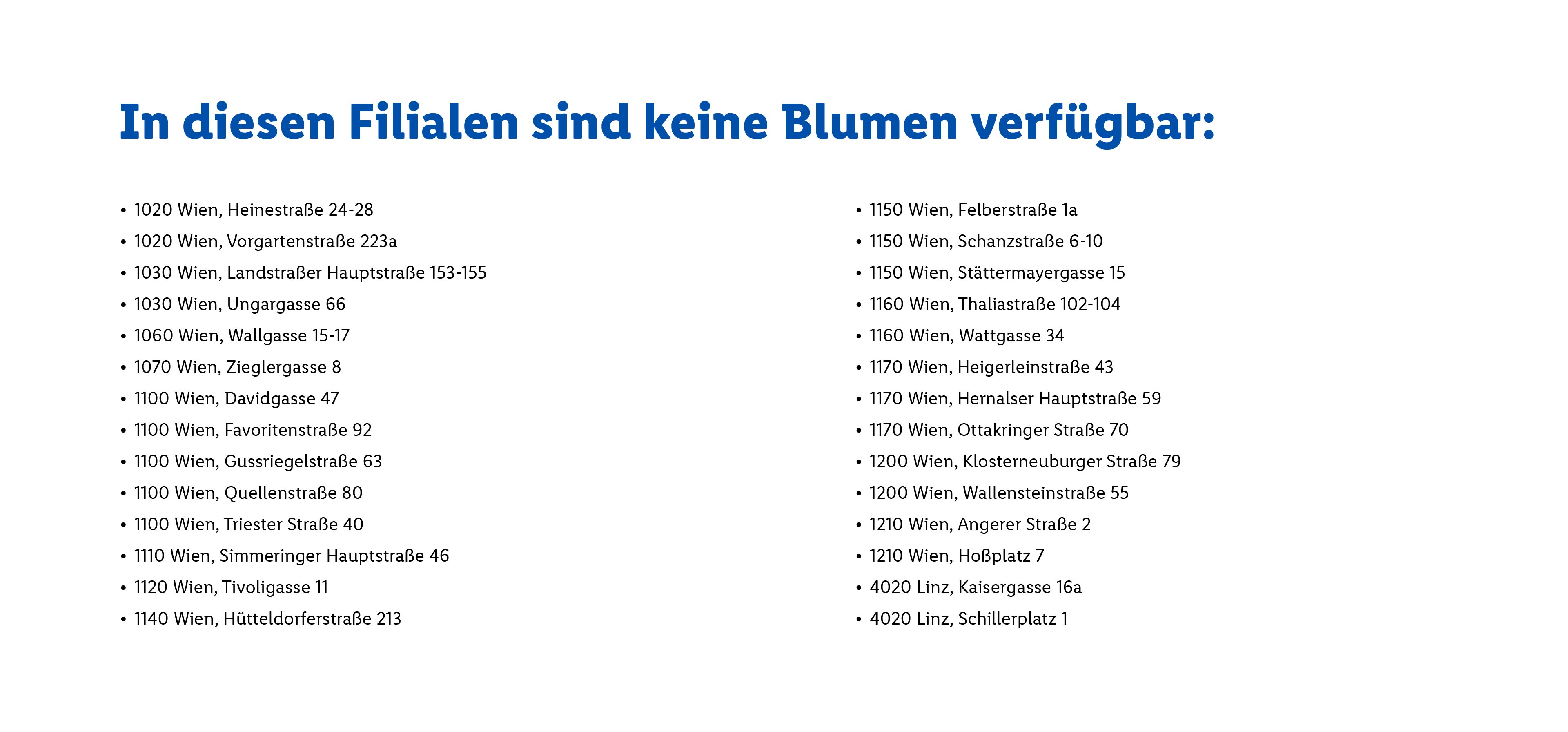 Verfügbarkeit von Blumen in den Filialen von Lidl Österreich