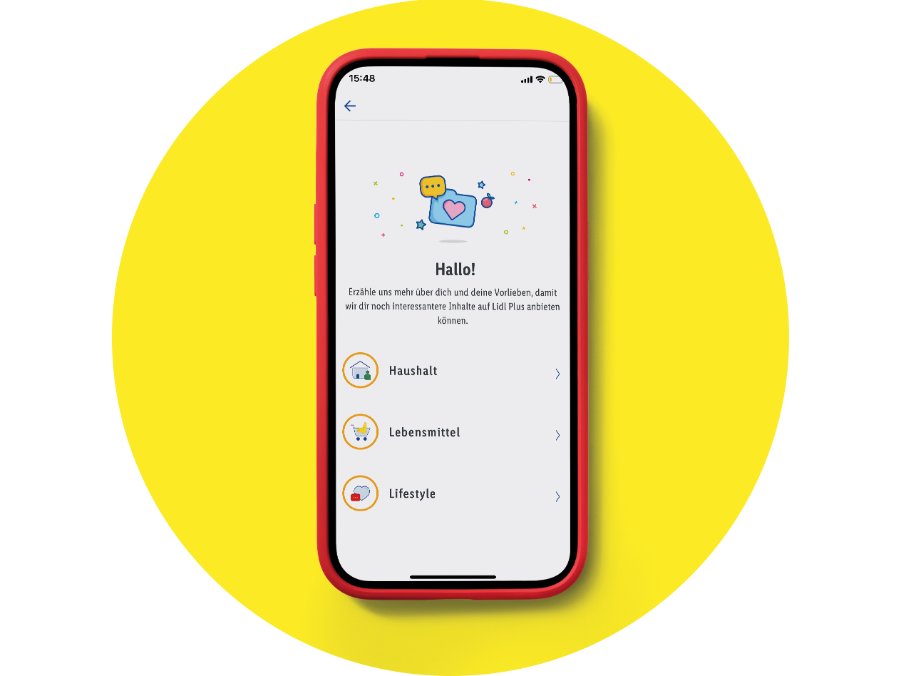 Handyscreen mit den Profil-Anpassungsoptionen