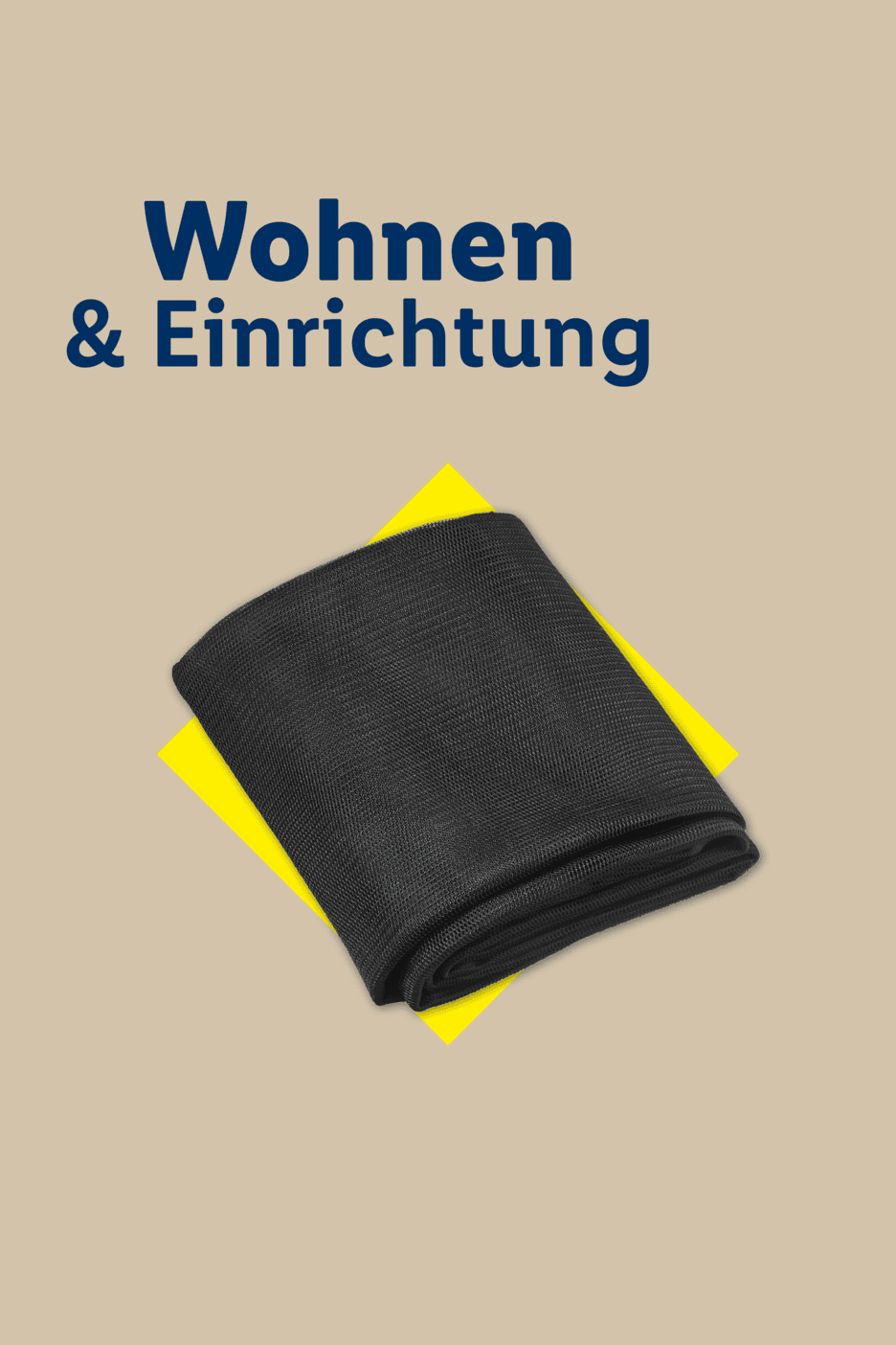 Wohnen & Einrichtung: Schwarzer Stoff auf gelbem Hintergrund.