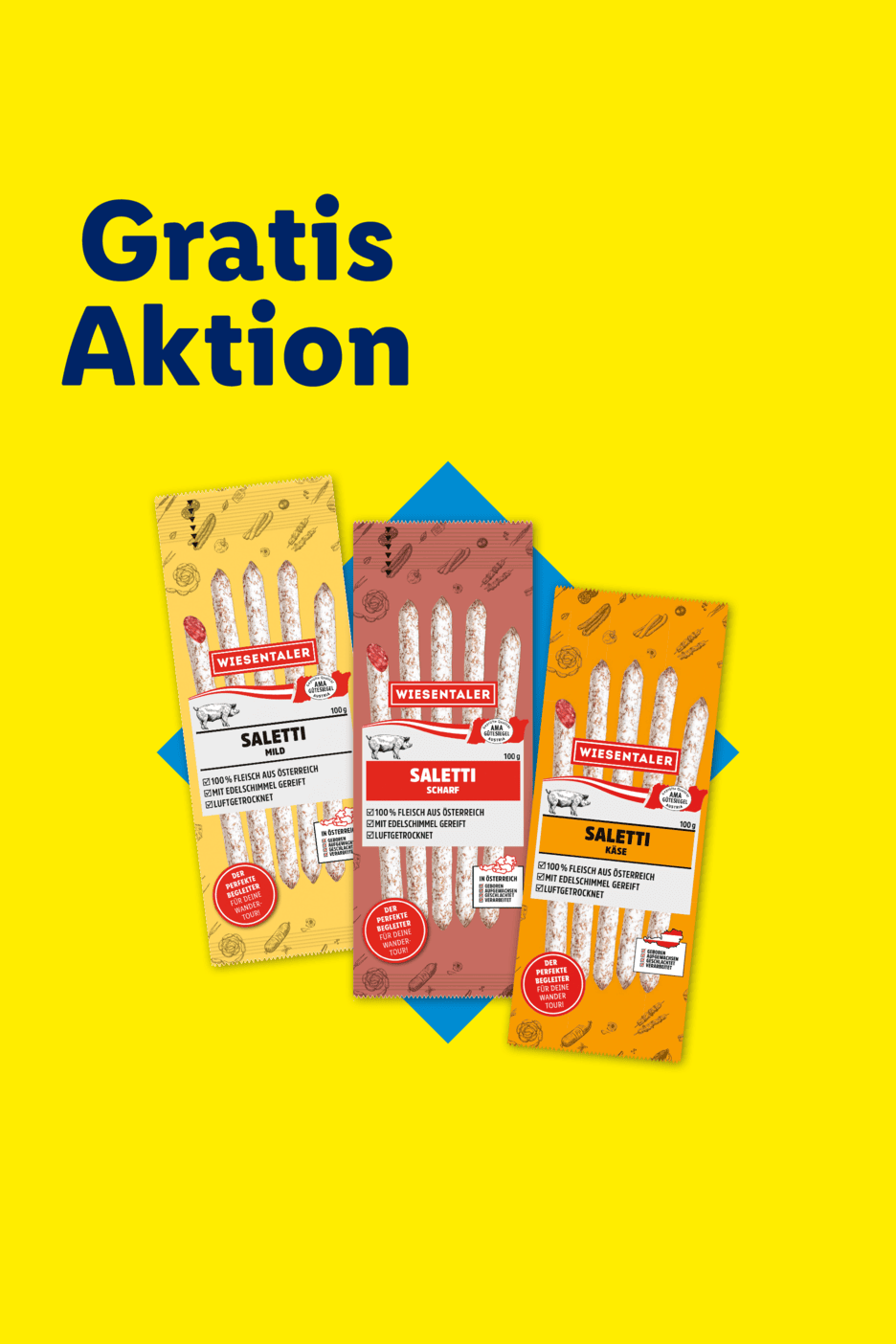 Gratis Aktion: Wiesentaler Saletti in den Sorten Mild, Scharf und Käse.